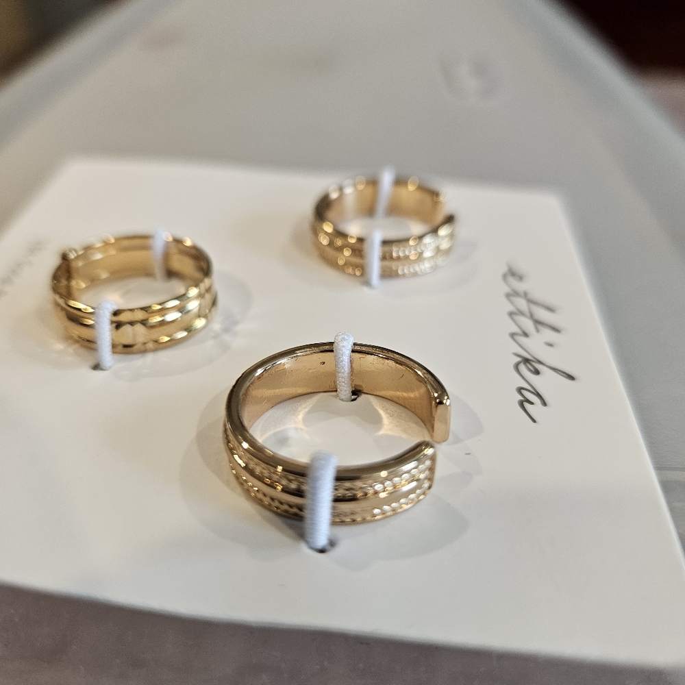 ETTIKA REVOLVE Rings 18K Gold Plated, Set of  3,NWT, Size 6